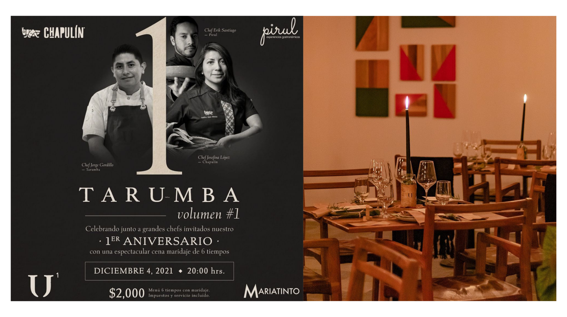 Tarumba celebra su primer cena de aniversario con chefs de lujo