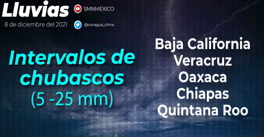 Lloviznas y clima caluroso para los estados de Chiapas, Oaxaca y Quintana Roo