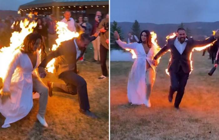 Viral: Pareja de novios se prende fuego en su boda