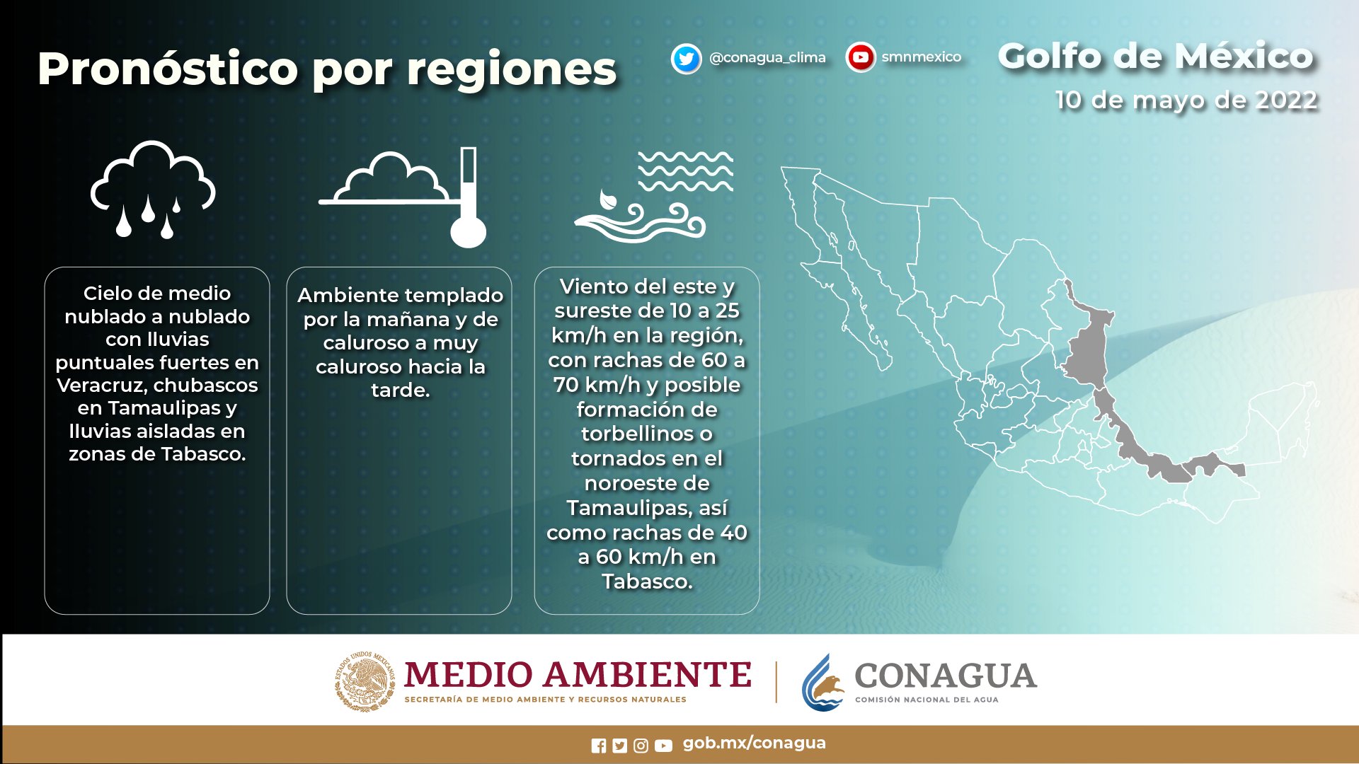 Continuarán las altas temperaturas en Tabasco, Oaxaca, Veracruz
