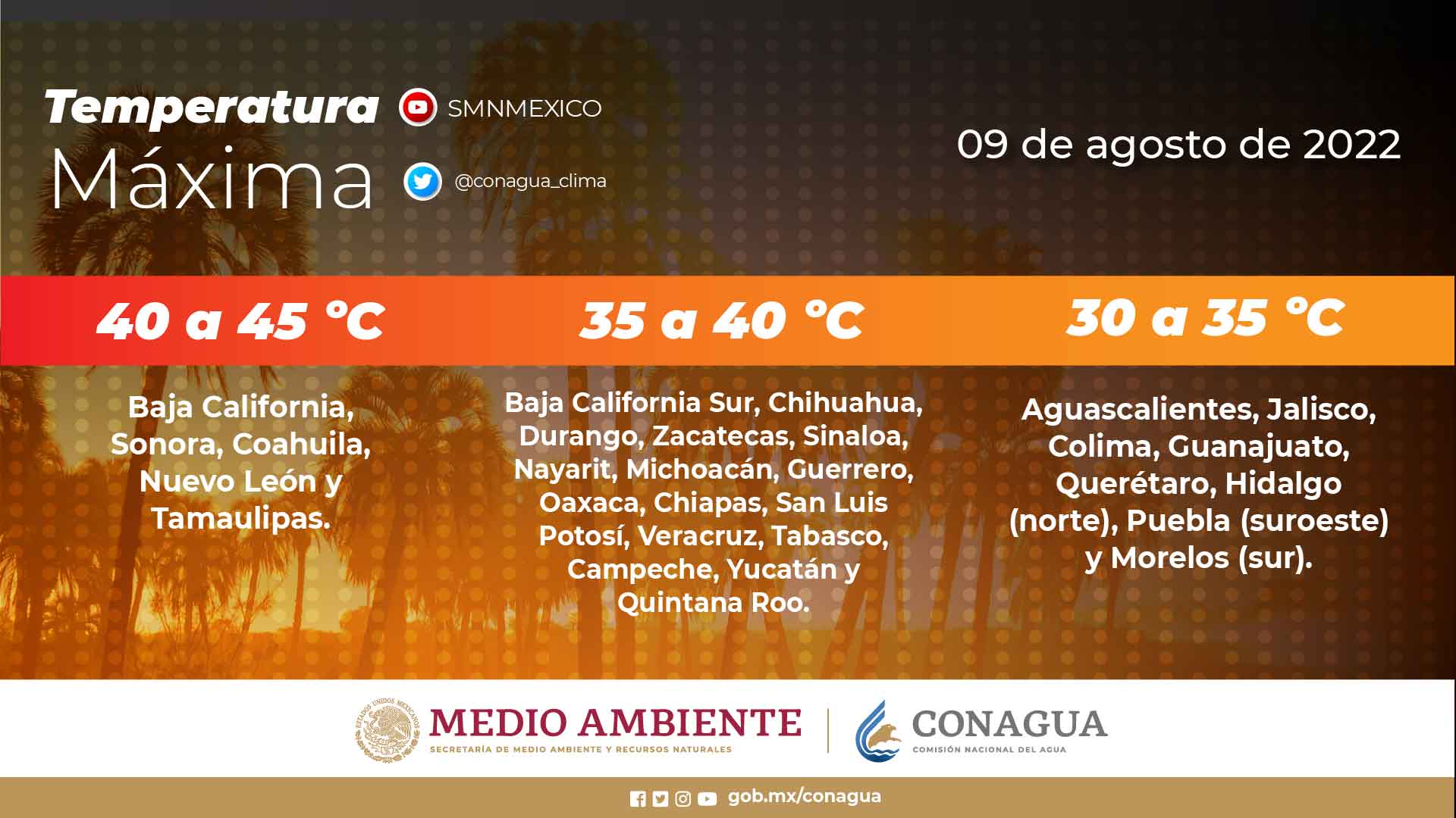 Temperaturas de hasta 40°C para Tabasco, Quintana Roo y Chiapas