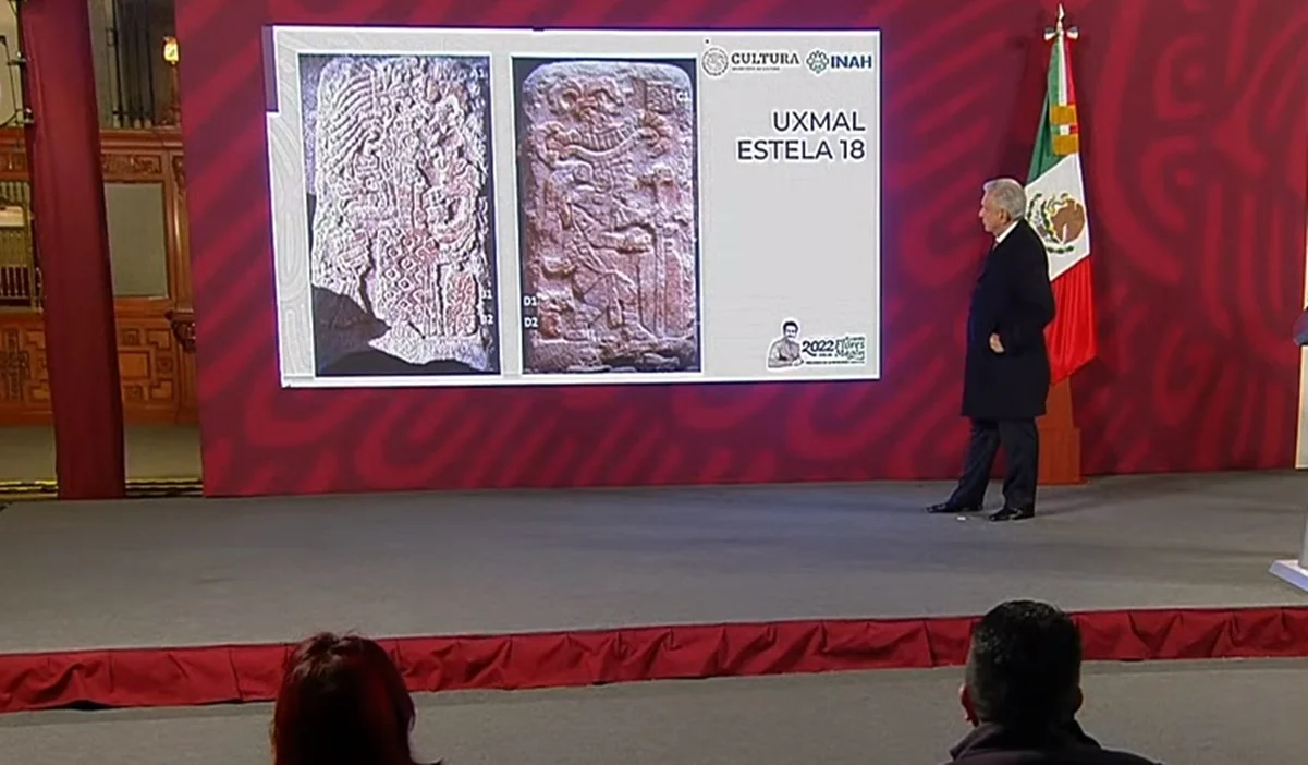 Hallan estela en la zona arqueológica de Uxmal durante trabajos del Tren Maya