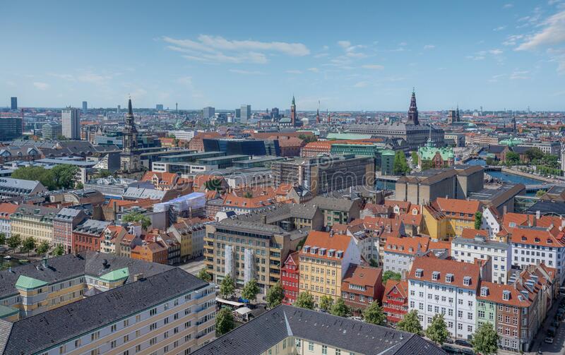 Vista Aerea De La Ciudad Copenhague Con Palacio Christiansborg Y Torres Ayuntamiento Copenhagen Denmark En 224755341