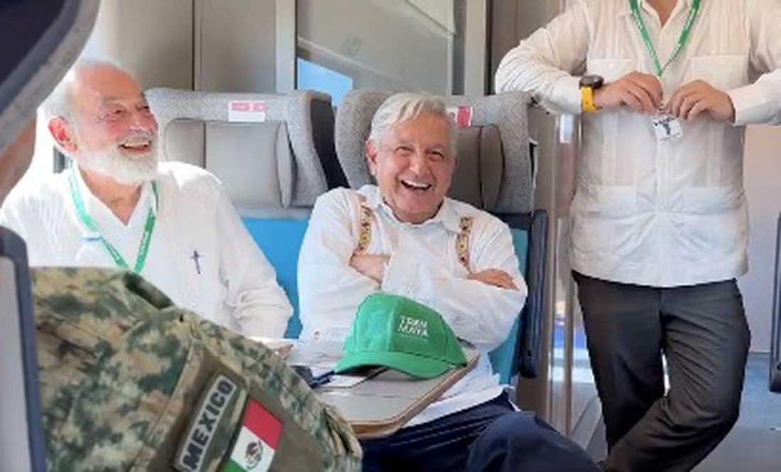 “Control, control, habla AMLO”; revelan imágenes inéditas de supervisión del Tren Maya, con todo y Carlos Slim a bordo