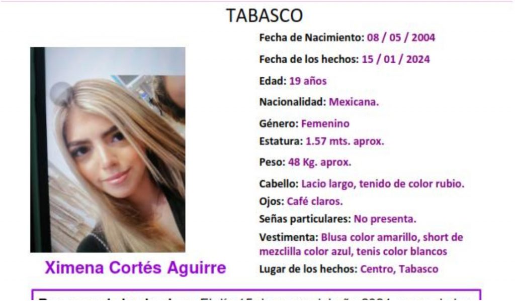 #ximenaregresaacasa: la angustiante búsqueda de una joven desaparecida la revista del sureste mx Ximena Cortes Aguirre Tabasco