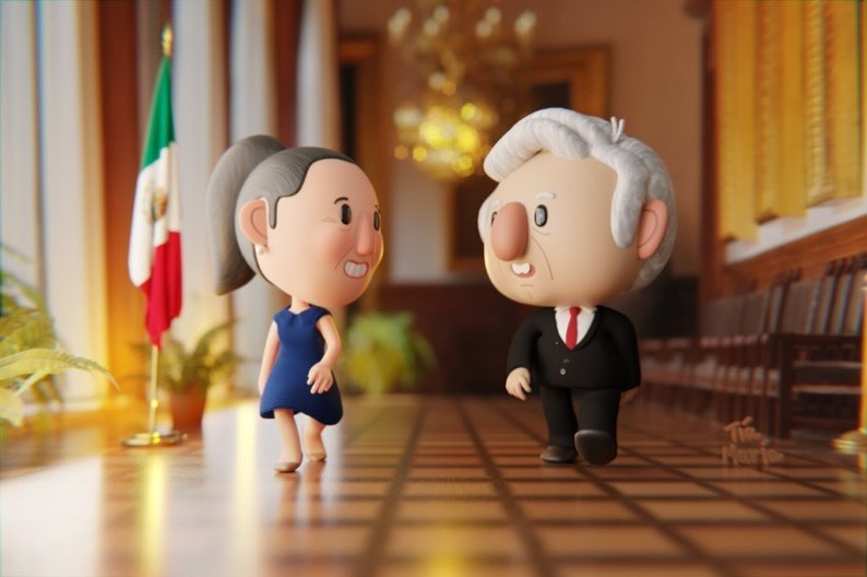 Amlo Presume Figuras Animadas De Reunion Con Claudia Sheinbaum