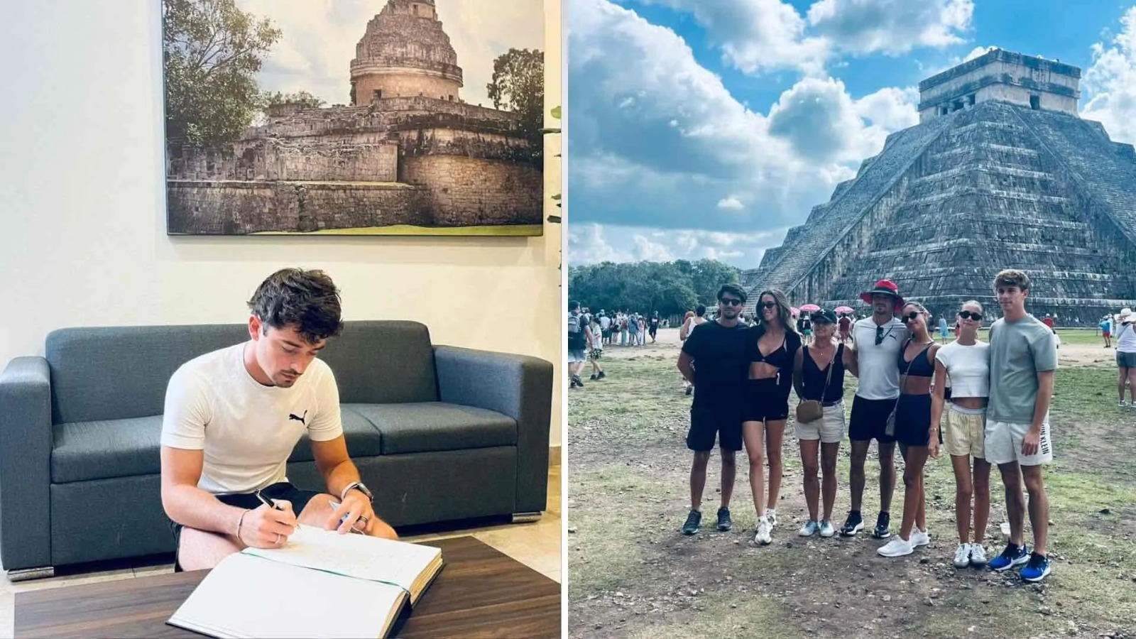 Charles Leclerc, piloto de la Fórmula 1, visita Chichén Itzá en Yucatán
