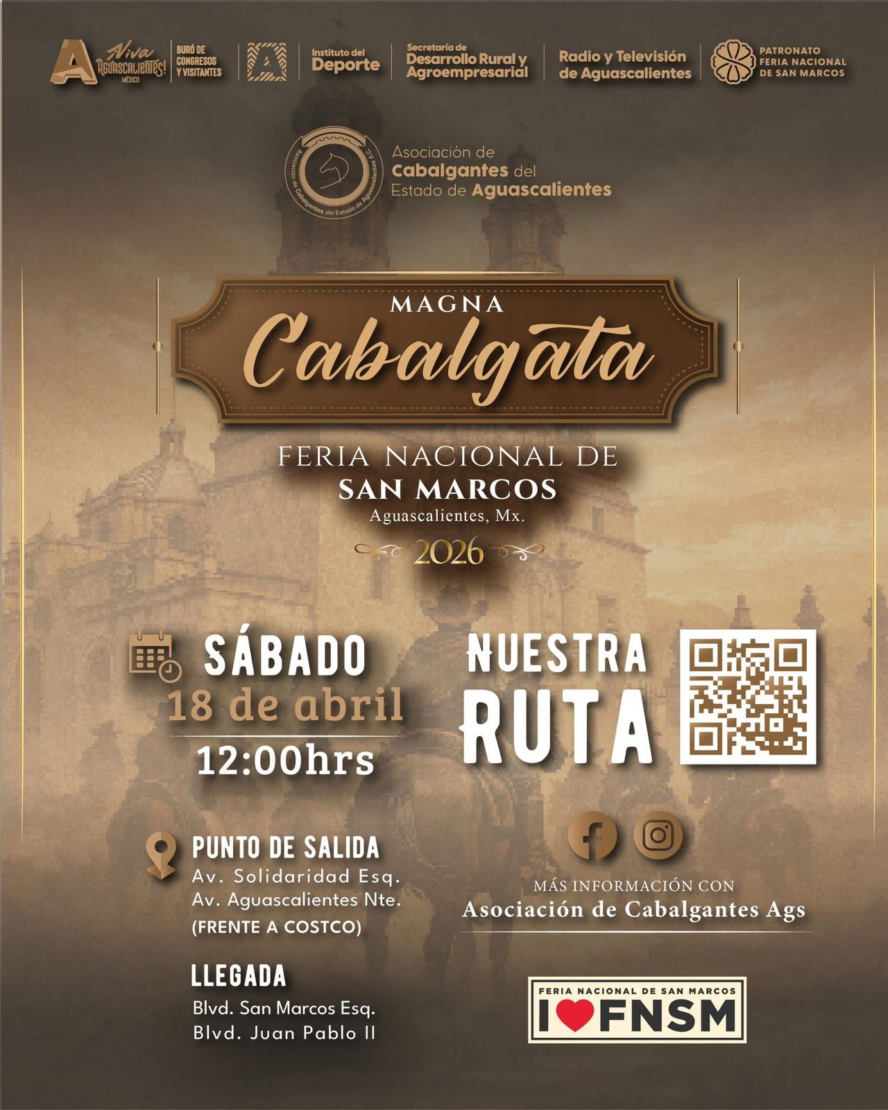 Magna cabalgata 2026: tradición y orgullo ecuestre en la feria de san marcos la revista del sureste mx Cartel Informativo De La Magna Cabalgata 2026 De La Feria Nacional De San Marcos En Aguascalientes.