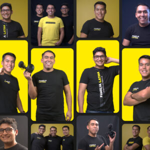 Esta Imagen Es Un Collage Dinámico Compuesto Por Múltiples Celdas Fotográficas Que Muestran A Un Equipo De Tres Jóvenes Profesionales Latinos, Dos Hombres Y Una Mujer, Todos Miembros De &Amp;Quot;Familia Latina&Amp;Quot;.