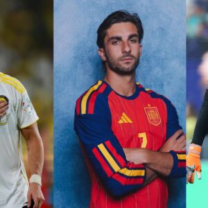 Un Collage De Tres Imágenes Que Presentan A Reconocidos Futbolistas Seleccionados Para Una Lista De Los Más Guapos. De Izquierda A Derecha: Cristiano Ronaldo, De Portugal, Sonríe Con La Mano En El Pecho, Usando La Camiseta Blanca De Su Club; Un Retrato De Estudio De Un Jugador De España (Posiblemente Un Modelo Representando A La Selección) Con La Camiseta Roja Y Azul, Posando Serio Con Los Brazos Cruzados; Y Alisson Becker, El Portero De Brasil, Con Su Equipación Negra De Portero, Guantes Naranjas Y Su Distintiva Barba, En El Campo De Juego.