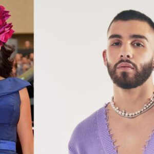 Imagen Dividida Que Muestra A La Cantante Natalia Jiménez Con Tocado De Flores Rosa Y Vestido Azul A La Izquierda, Y Al Cantante Manuel Turizo Con Suéter Lila A La Derecha, Artistas Estelares Del Festival Del Mar 2026.