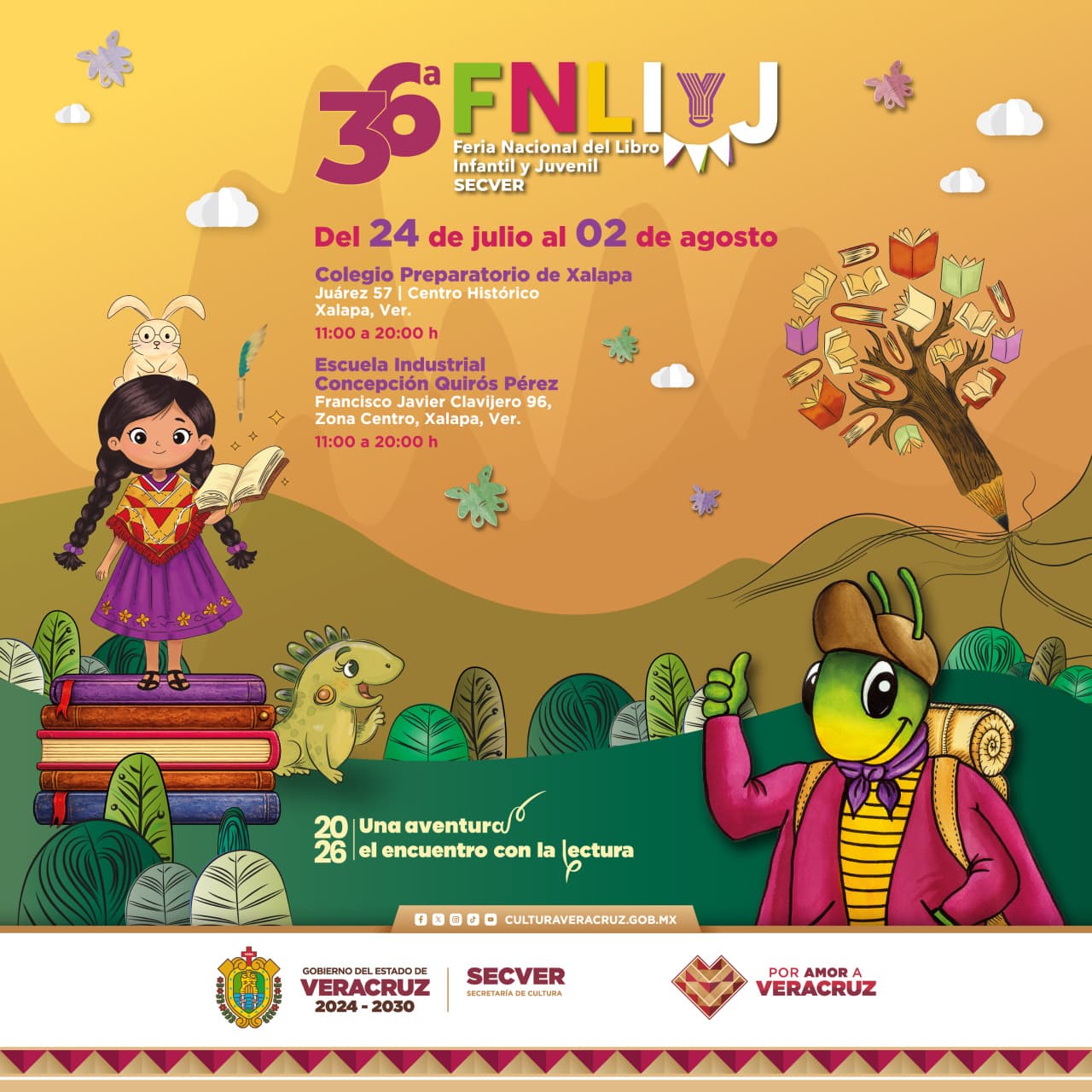 Fnliyj 2026: xalapa se convertirá en la capital de la lectura para niñas, niños y jóvenes la revista del sureste mx Cartel Oficial De La 36.ª Feria Nacional Del Libro Infantil Y Juvenil (Fnliyj) 2026 En Xalapa, Veracruz, Que Anuncia Las Actividades Del 24 De Julio Al 2 De Agosto Con Entrada Gratuita Para Niñas, Niños Y Jóvenes.