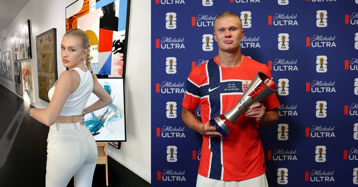 Comparativa Visual Entre La Modelo Sueca Julia Grop, Conocida Como &Quot;Haalanda&Quot;, Y El Futbolista Noruego Erling Haaland.