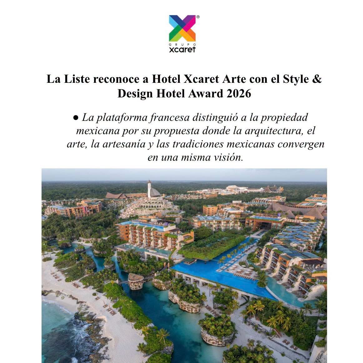 La liste reconoce a hotel xcaret arte con el style & design hotel award 2026 la revista del sureste mx Vista Aérea De Hotel Xcaret Arte En La Riviera Maya, Galardonado Con El Style &Amp; Design Hotel Award 2026 De La Liste Por Su Arquitectura Eco-Integradora Y Diseño Cultural.