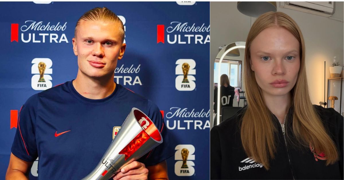 Comparativa Entre Erling Haaland Y La Modelo Rusa Anastasia Kostromitina, Cuyo Gran Parecido Físico Se Volvió Viral En Redes Sociales Tras Publicar Videos Imitando Los Gestos Del Delantero Noruego.