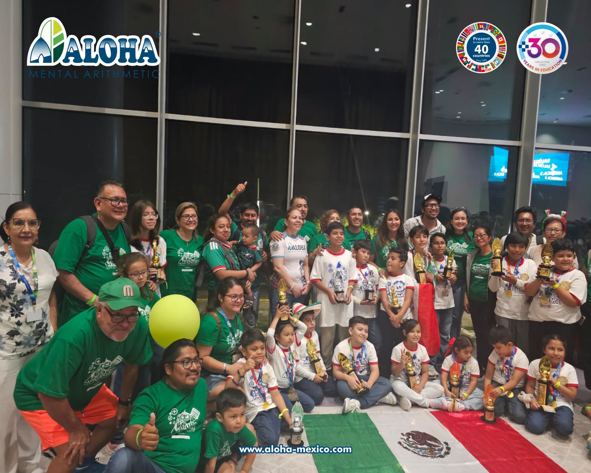 Orgullo del sur: niños chiapanecos arrasan en torneo internacional de cálculo mental y son ovacionados en pleno vuelo la revista del sureste mx Delegación De Niños Chiapanecos Y Sus Familias Celebrando Con Trofeos, Medallas Y La Bandera De México Tras Participar En El Torneo Internacional De Cálculo Mental Aloha.