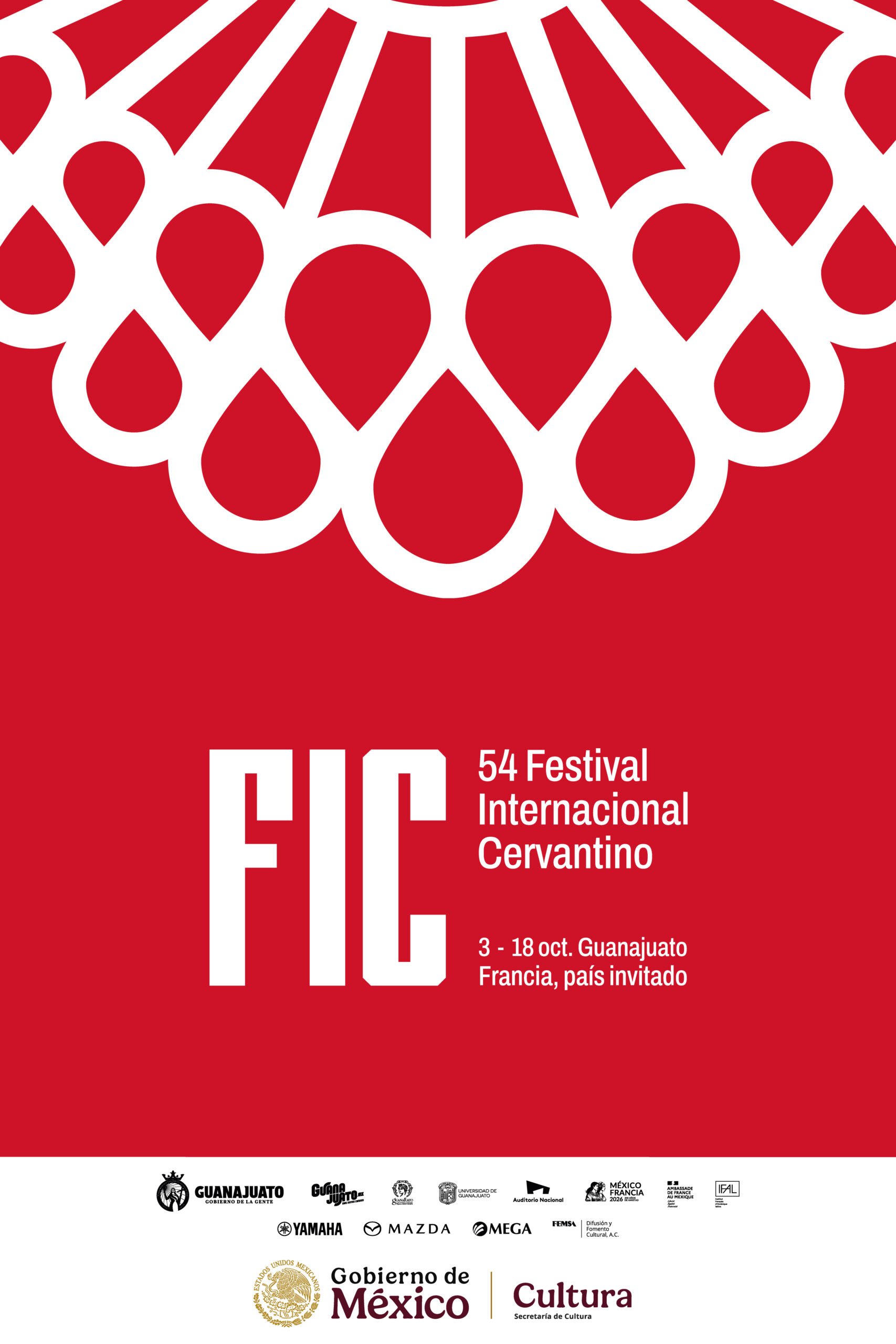Cartel Oficial Del Festival Internacional Cervantino 2026, Que Anuncia La Edición 54 Del Evento Cultural En Guanajuato Con Francia Como País Invitado.